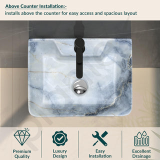 Plantex Tabletop Wash Basin for Bathroom/Designer Ceramic Basin/Rectangle Countertop Wash Basin/Home/Office (MS-904)