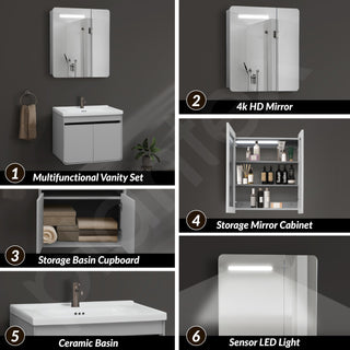 Plantex Vanity for Bathroom/Square Cabinet with Wash Basin and Mirror/Bathroom Organizer for Home - (NZBC-40)