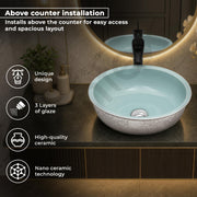 Plantex Ceramic Round Basin for Bathroom/ Table Top Basin/ Washbasin for Bathroom/ Restaurant/Hotel (16.5 x 16.5 x 6 Inch)