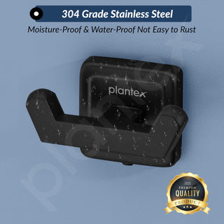 Plantex 304 Grade Stainless Steel Robe Hook/Hanger/Hook for Hanging Towel in Bathroom/Living Room - Decan (Black)