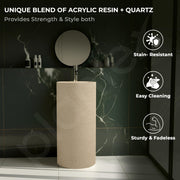 Plantex Ceramic Pedestal Basin for Bathroom/One Piece Pedestal Free Standing Round Wash Basin for living Room/Hotel (Beige)