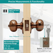 Plantex Door Lock - Cylindrical Door Lock with 3 Keys/Tubular Door Knob/Lock for Main Door/Bedroom (Rose Gold), Stainless Steel