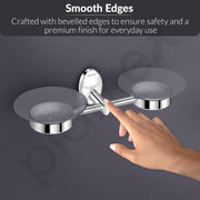 Plantex 304 Grade Stainless Steel Twin Soap Holder for Bathroom and Wash Basin/Soap Dish/Soap Holder/Bathroom Accessories - Oreva (Chrome)
