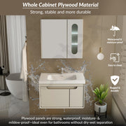 Plantex Unbreakable Wall Mount Wash Basin with Cabinet Full Set/Plywood Bathroom Vanity with Mirror, Coupling & Cabinet Motion Sensor Light (NZBC-35)
