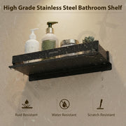 Plantex Stainless Steel Bathroom Shelf/Rack/Bathroom Organizer with Drill/Kitchen Storage Shelf/Wall Mounted Washroom Accessories  (Matt Black - 12x5 inches)