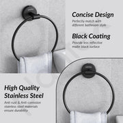 Plantex Towel Ring for Bathroom/Stainless Steel Towel Holder/Round Napkin Ring/Towel Stand for Bathroom/Bathroom Accessories - Pack of 1 (Black)