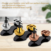 Plantex Liquid Soap Dispenser with Tumbler Holder for Bathroom/Stainless Steel and Acrylic 2 in 1 Shampoo Dispenser with Toothpaste Holder/Bathroom Accessories - Pack of 1 (Gold & Black)
