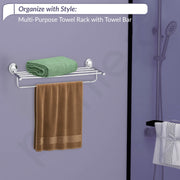 Plantex 304 Grade Stainless Steel Towel Rack for Bathroom/Towel Stand/Hanger/Bathroom Accessories - Cubic (18 inch-Chrome)