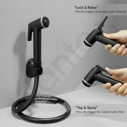 Plantex Jet Spray for Toilet/ABS Health Faucet with 1 Meter Shower Hose Pipe and Wall Hook/Health Faucet Set for Bathroom/Hand Gun for Toilet - (Jecquar, Black)