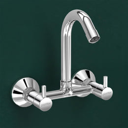 Plantex Brass Spindle Kitchen Mixer Tap/Sink Mixer Tap Hot and Cold with Wall Flange and Teflon Tape/Kitchen Sink Tap -(MKS-1278-Chrome)