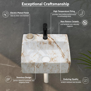 Plantex Wall Mount Washbasin for Bathroom/Designer Ceramic Basin/Rectangle Tabletop Wash Basin/Home/Office (13 x 11.5 x 4.5 Inch)