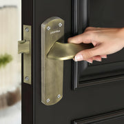 Plantex Heavy Duty Door Lock Ã¢â‚¬â€œ Bathroom Door Lock/Mortise 8inch Keyless Plate Handle Set for Home/Bathroom/Storeroom/Balcony/Office with Baby Latch (8128- Brass Antique)