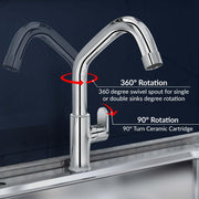 Plantex Pure Brass Sink Tap for Kitchen Basin with Water Saving Aerator/Kitchen Sink Tap with 360° Swivel Spout- 7 Year Warranty (ORN-213-Chrome)