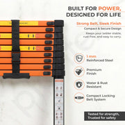 Plantex 3.9m (12.79 ft.) Telescopic Ladder/Carbon Steel 10-Steps Portable & Compact Ladder/Foldable Multipurpose Collapsible Ladder for Home & Outdoor Use - (Orange)