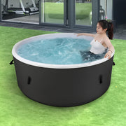 Plantex Inflatable Hot Tub/Round Portable Tub for 4 Person/Outdoor Spa Tub with 180 Air Bubble/Massage Tub with Control Panel - 71 x 26 Inch (Black & White)