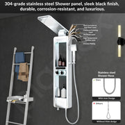 Plantex Shower Panel for Bathroom with Hand Shower/Body Massage Jets/Showerhead/304 Grade Stainless Steel Showers System with Hot & Cold Mixer (KM-8103-Chrome)