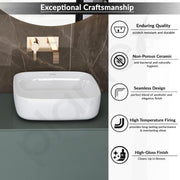 Plantex Platinum Ceramic Rimless Commode with Wash Basin for Bathroom/S Trap Washdown Flush Commode with Toilet Seat Cover/Tabletop Basin - White (Combo)