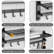 Plantex Self Adhesive Towel Hanger for Bathroom/Towel Rack for Bathroom 24 Inch/Towel Rack Standing/Bathroom Accessories - Pack of 1(Black, 6800)