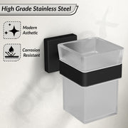 Plantex Stainless Steel Tumbler Holder for Bathroom/Toothbrush Glass Holder/Bathroom Accessories - Pack of 1, Aqua (Black)