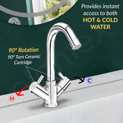 Plantex Brass Spindle Basin Mixer/Wash Basin Tap with Water Saving Nozzle/Sink Tap for Kitchen Basin with Teflon Tape -(MKS-1270-Chrome)
