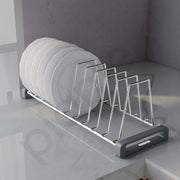 Plantex Durable Stainless Steel Plate Stand for Kitchen Cabinet/10 Slot Plate Organizer for Kitchen/8 Inch Thali Stand with Anti-Scratch Base(Size-8Inches, Slot- 10, Pack of 1)