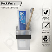 Plantex Stainless Steel Tumbler Holder for Bathroom/Toothbrush Glass Holder/Bathroom Accessories - Pack of 1, Aqua (Black)