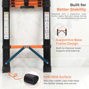 Plantex 6.3m (20.66 ft.) Telescopic Ladder/Carbon Steel 16-Steps Portable & Compact Ladder/Foldable Multipurpose Collapsible Ladder for Home & Outdoor Use - (Orange)