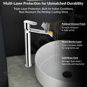 Plantex Pure Brass High Neck Pillar Cocke/Tall Body Pillar Cock for Basin with Teflon Tape/Tap for Wash Basin with 7 Year Warranty - (Alpha, Chrome)