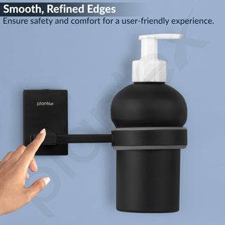 Plantex 304 Grade Stainless Steel Wash Basin Hand Wash Holder and Dispenser for Liquid Soap for Bathroom Accessories - Senso (Black)