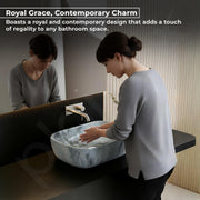 Plantex Ceramic Tabletop Basin/Wash Basin for Bathroom/Bathroom Sink/Grey Marble Washbasin for Restaurant, Hotel (18 x 13 x 5.5 Inch)