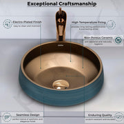 Plantex Ceramic Round Washbasin for Bathroom/Designer Tabletop Wah Basin/Counter Top Basin/Vessel Sink for Hotel/Restaurant/Living Room(NC-642,16 x 16 x 6.5 Inch)
