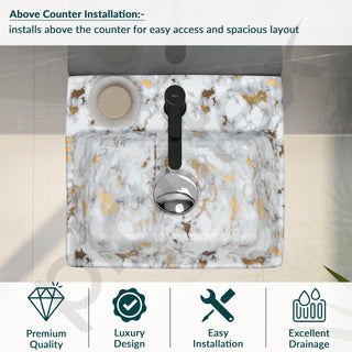Plantex Wall Mount Washbasin for Bathroom/Designer Ceramic Bathroom Sink/Rectangle Tabletop Wash Basin/Home/Office (13 x 11.5 x 4.5 Inch)