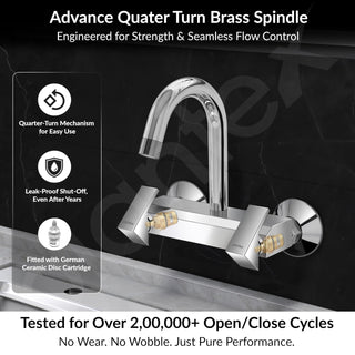 Plantex Pure Brass Sink Mixer Tap for Kitchen with 360° Swivel Spout/Kitchen Sink Faucet with Brass Wall Flange & Teflon Tape-7 Year Warranty(PRI-314-Chrome)