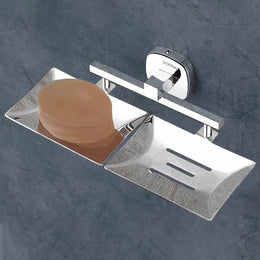 Plantex 304 Grade Stainless Steel  Double Soap Dish/Soap Case/Soap Holder/Soap Stand for Bathroom Accessories - Maxx (Chrome)
