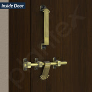 Plantex Door Kit for Single Door/Stainless Steel Door Accessories (10-inch Al-Drop,8-inch Latch,2 Handles of 8 and 7 Inch,7-inch Tower Bolt and 4-inch Door Stopper - (Brass Antique)