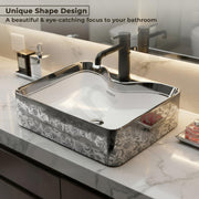 Plantex Table Top Wash Basin For Bathroom/Designer Ceramic Basin/Countertop Vessel Sink Basin - Indo-European Collection (EQTT-222, 19 x 15 x 5.5 Inch)