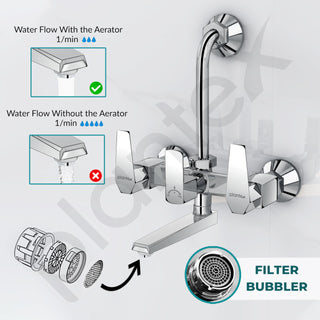 Plantex Wall Mixer for Bathroom 2 In 1 with L-Bend Provision for Overhead Shower/Mixer Tap for Bathroom with Water Saving Nozzle Tap- (Celesiya-1249)