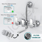 Plantex Wall Mixer for Bathroom 2 In 1 with L-Bend Provision for Overhead Shower/Mixer Tap for Bathroom with Water Saving Nozzle Tap- (Celesiya-1249)
