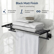 Plantex 304 Grade Stainless Steel 24-inch Bathroom Towel Hanger/Towel Rack/Towel Stand/Holder/Bathroom Accessories - Squaro (Black)
