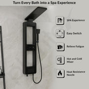 Plantex 304 Stainless Steel LED Bathroom Shower System/Majestic Flow Shower Panel for Bathroom Full Set with Smart Digital Display- (Rich Black, KM-8103B)