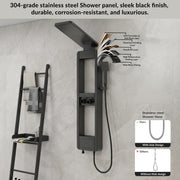 Plantex 304 Stainless Steel LED Bathroom Shower System/Majestic Flow Shower Panel for Bathroom Full Set with Smart Digital Display- (Rich Black, KM-8103B)