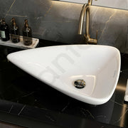 Plantex Ceramic Wash Basin/Triangle Basin/Tabletop Wash Basin for Bathroom/Home/Office/Hotel - (White - 25.5 x 18.5 x 5 Inch)