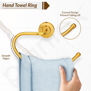 Plantex 304 Grade Stainless Steel Round Napkin Holder for washbasin/Towel Hanger/Towel Ring for Bathroom/Bathroom Accessories, Daizy(Golden)