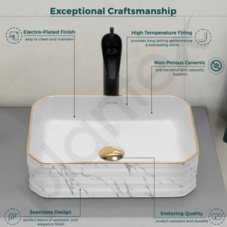 Plantex Table Top Wash Basin For Bathroom/Designer Ceramic Basin/Countertop Vessel Sink Basin - Indo-European Collection (18 x 13 x 5 Inch)
