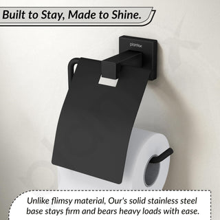 Plantex Stainless Steel Toilet Paper Holder/Roll Holder for Bathroom/Tissue Paper Holder/Bathroom Accessories - Pack of 1, Aqua (Black)