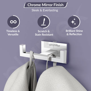 Plantex 304 Grade Stainless Steel Robe Hook/Cloth Hanger/Robe Hooks for Bathroom/Hooks for Wall/Bathroom Accessories - Chrome (Benz)