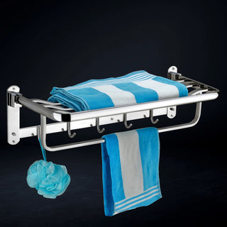 Plantex Classic Stainless Steel Folding Towel Rack for Bathroom | Towel Stand | Towel Hanger | Towel Bar | Bathroom Accessories (304 Grade-24 Inch)