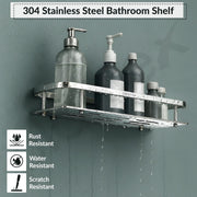 Plantex 304 Grade Stainless Steel Bathroom Shelf for Wall/Storage Shelves for Kitchen/Wall Mounted Bathroom Organizer -(15X5 Inches Chrome Finish)