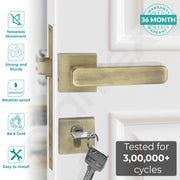 Plantex Triple Security Door Lock for Home/Main Door Lock Set with 3 Years of Warranty/Mortise Lock for Door with Brass Lock Body & Cylinder (7125, Brass Antique & Gold)