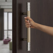 Plantex Heavy-Duty Golden Lotus 14 Inch Main Door Handle for Home/Glass & Wooden Door/Pull-Push Handle for Home/3 Years Warranty Pack of 1 (Satin White)